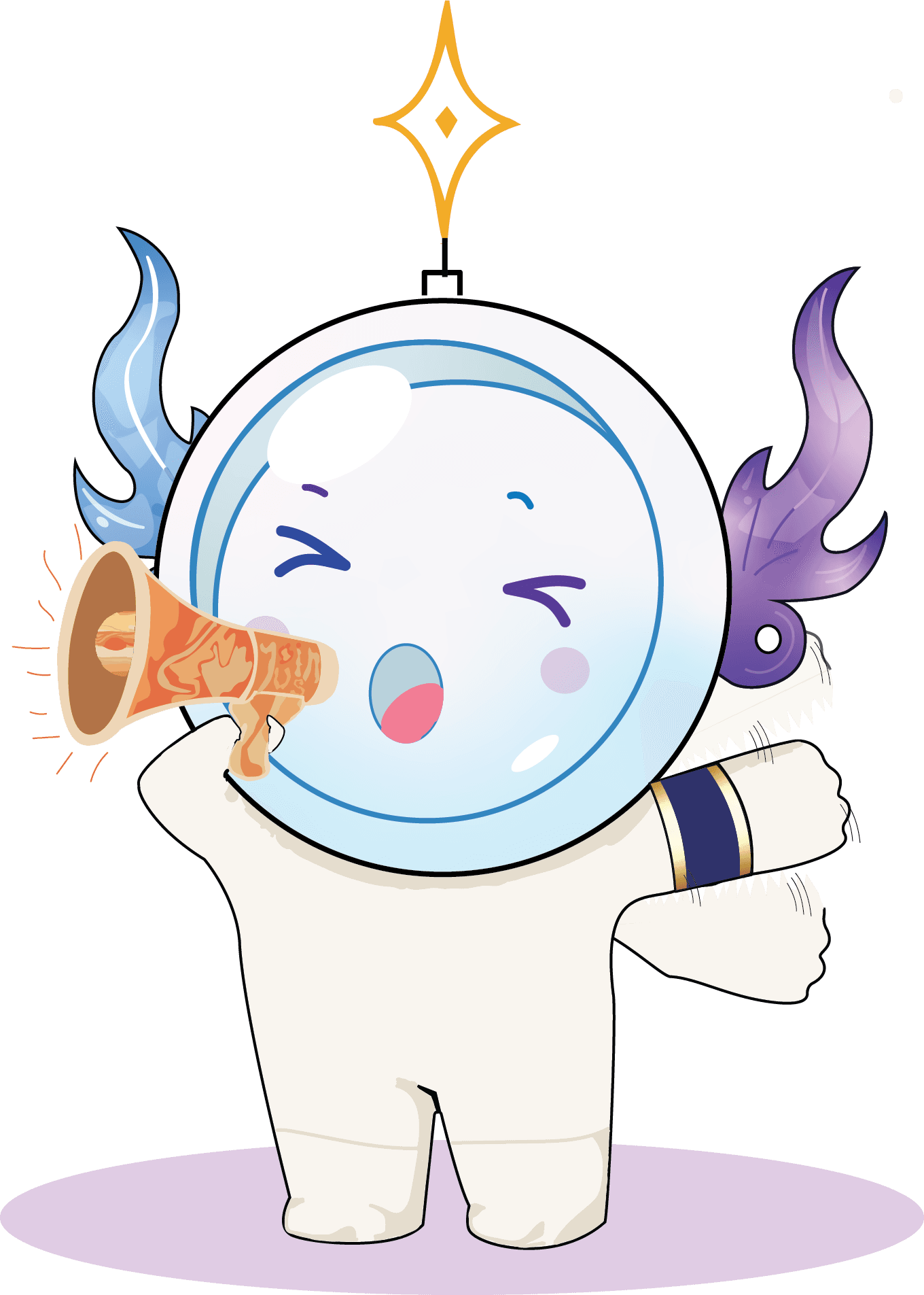 Maskot DISCO memegang megafon